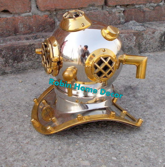 Antique Brass Divers Diving Helmet U S Navy Decorative Gift